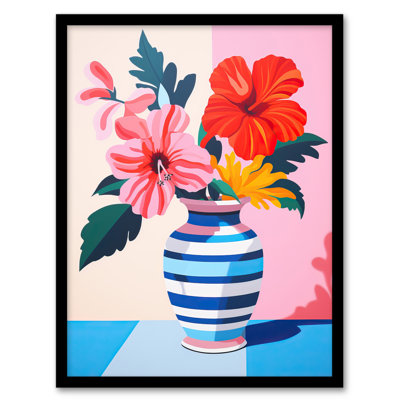 Heavenly Hibiscus Bright Floral Pink - Single Picture Frame Print