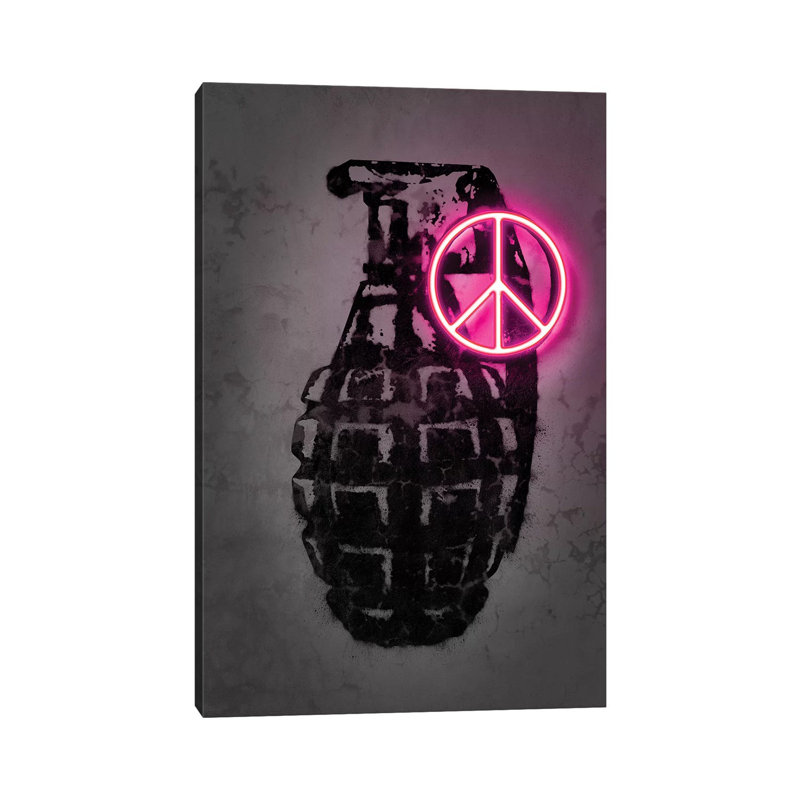 « Peace » par octave Mielu-impression d’art graphique, Pas de tapis, H 48 po x l 32 po x P 1,5 po, Toile tendue