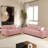 Kieayla 86.61" Modern Boucle Sofa, Tufted Cloud-Like Couch with Deep Seating, Foam and Spring Filled, Includes 2 Pillows, Soft Textured Upholstery for Living Room, Pink-1689388081