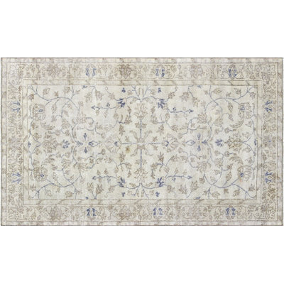 One-of-a-Kind 4'10" X 8'1" 1960s Wool Area Rug in Gray