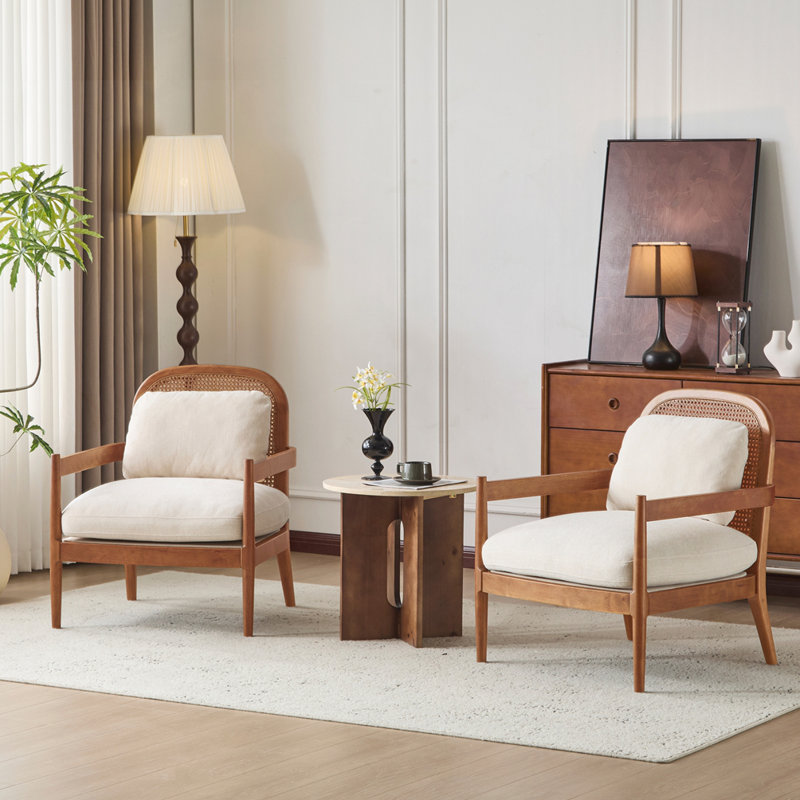 Ensemble de 2 chaises d'appoint Mid-Century, Beige