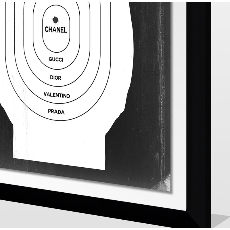 « target practice », impression, H 51,5 po x l 35,5 po x P 0,75 po, H 27,5 po x l 21,5 po x P 0,75 po