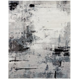 Stotfold Abstract Area Rug in White/Granite