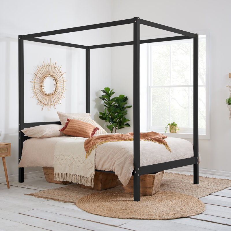 Ayzia Four Poster Bed, Kingsize (5'), Black