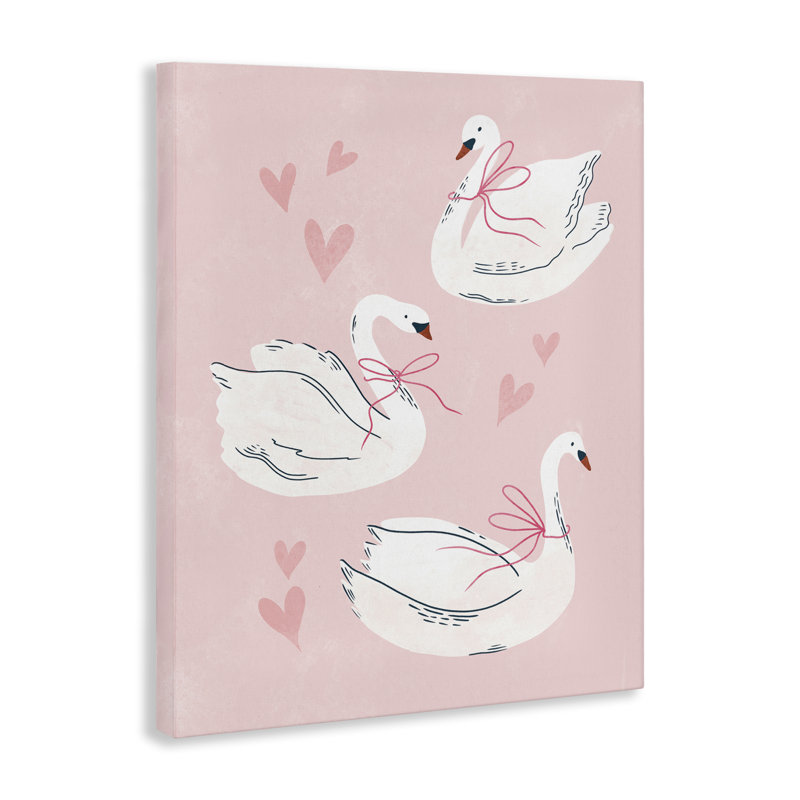 Art mural sur toile, "Pastel Ribbons on Swans" par Macu Barreto, H 48 po x l 36 po