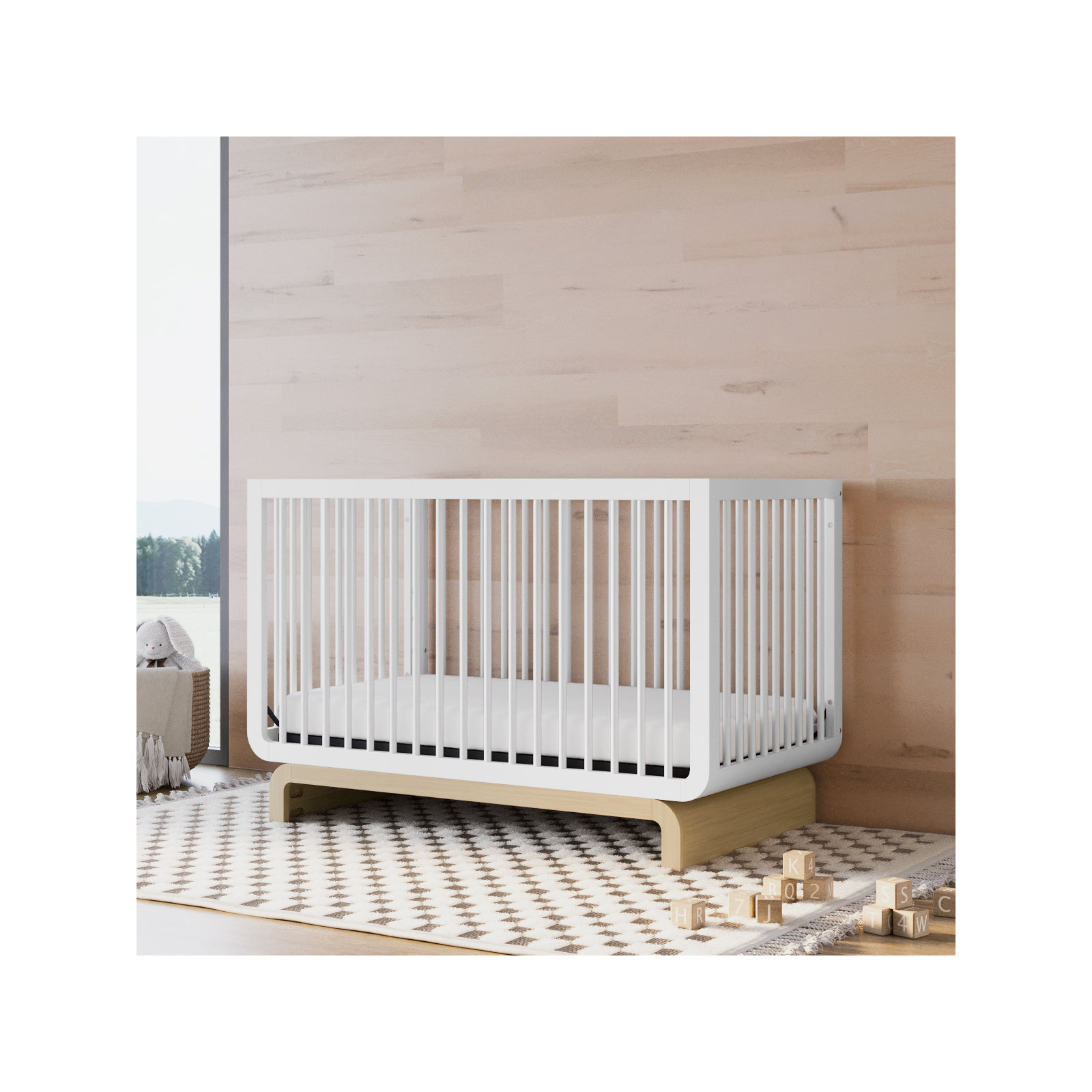 Santorini 5-In-1 Convertible Crib, White/Driftwood, Crib