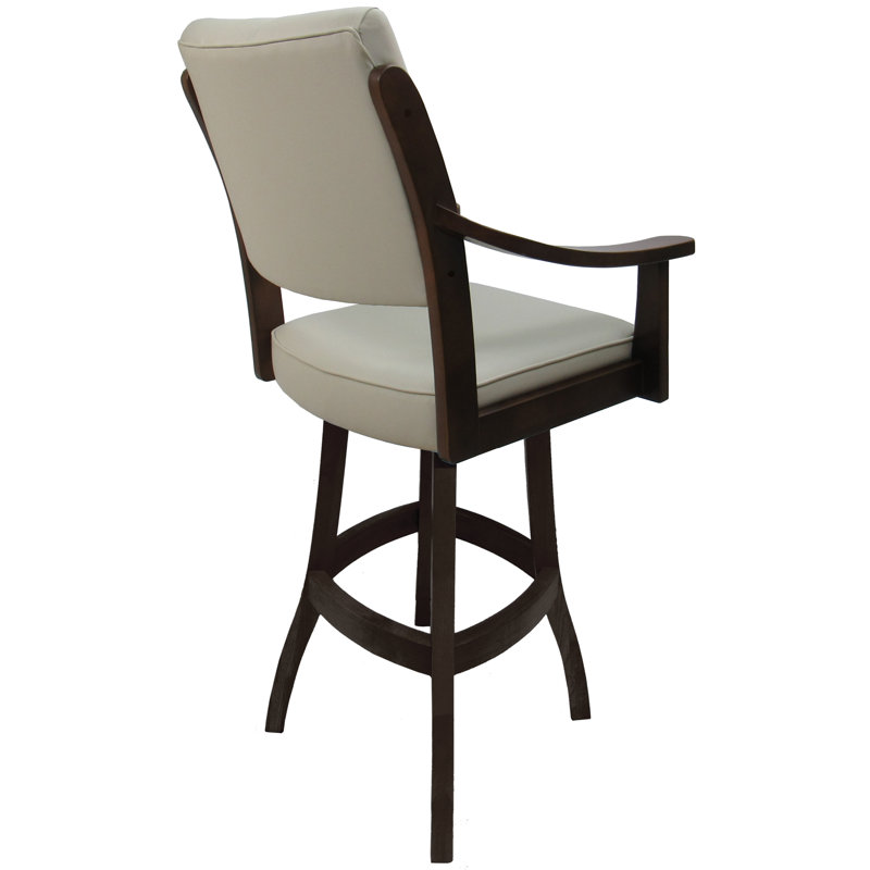 Swivel Upholstered Counter Stool with Solid Wood Frame, Ocean Beige