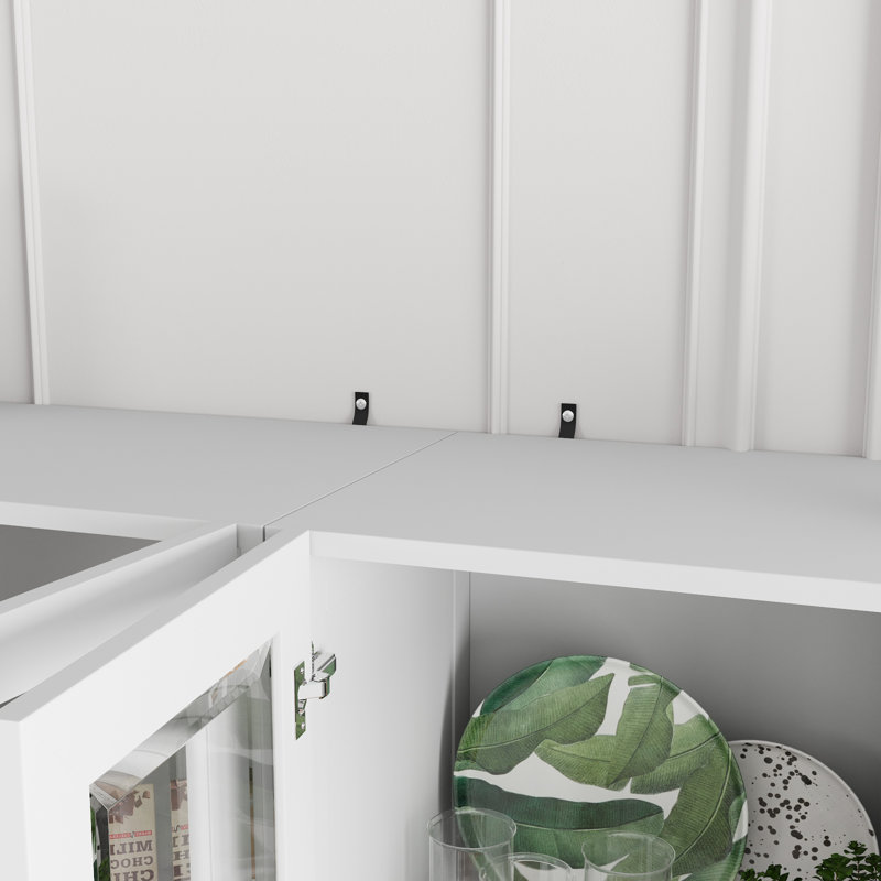 71" Pantry Cabinet with Glass Doors and Adjustable Shelves, for Dining Room and Kitchen