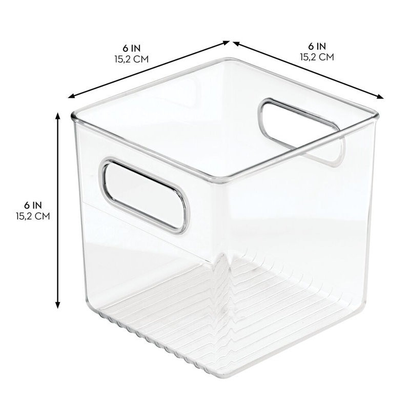 iDesign Set of 4 Cube Storage Bins with Handles for Pantry  - Clear