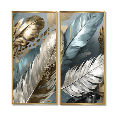 Plumes dorées dorées surdimensionnées IV - Glam Feather