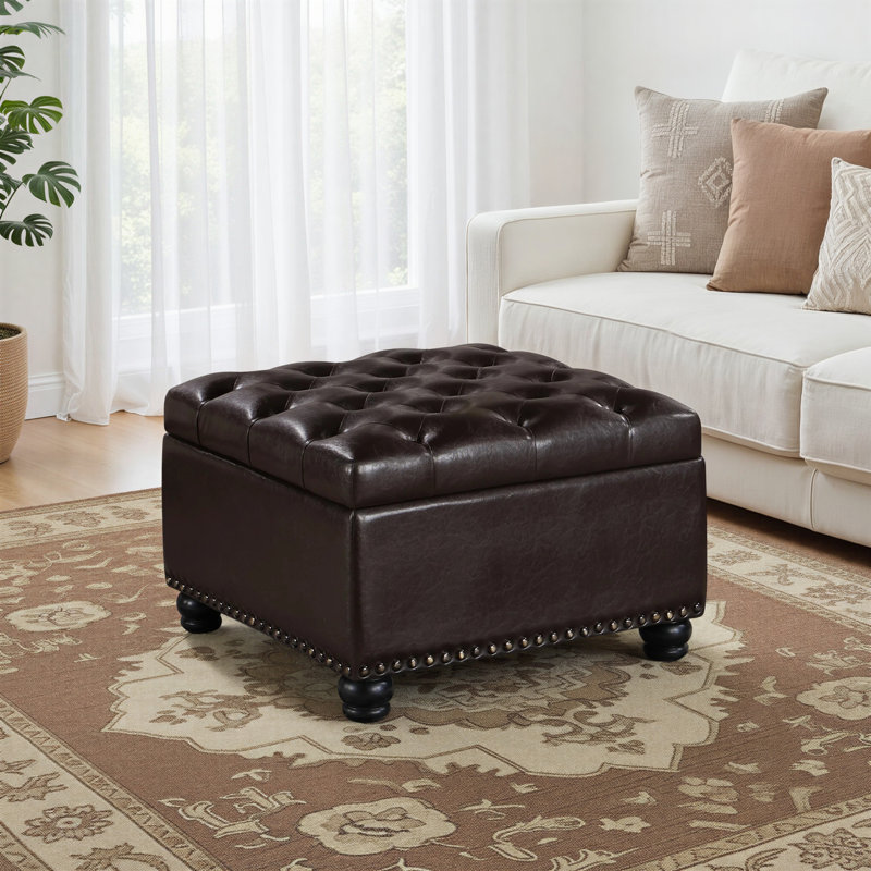 Aquita Faux Leather Ottoman