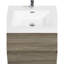 Meuble-lavabo mural 24 po gris cendré, lavabo mural en résine blanc brillant, tiroirs à fermeture en douceur, protection contre l'eau