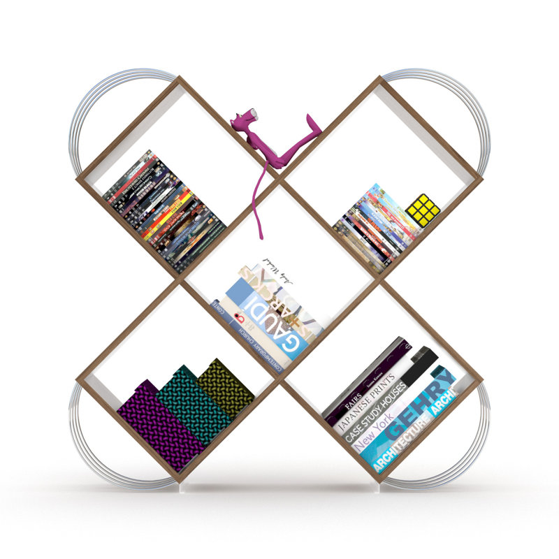 Case X Design Modern 5 Tier Bookcase Open Shelf Organizer For Home Office, Walnut