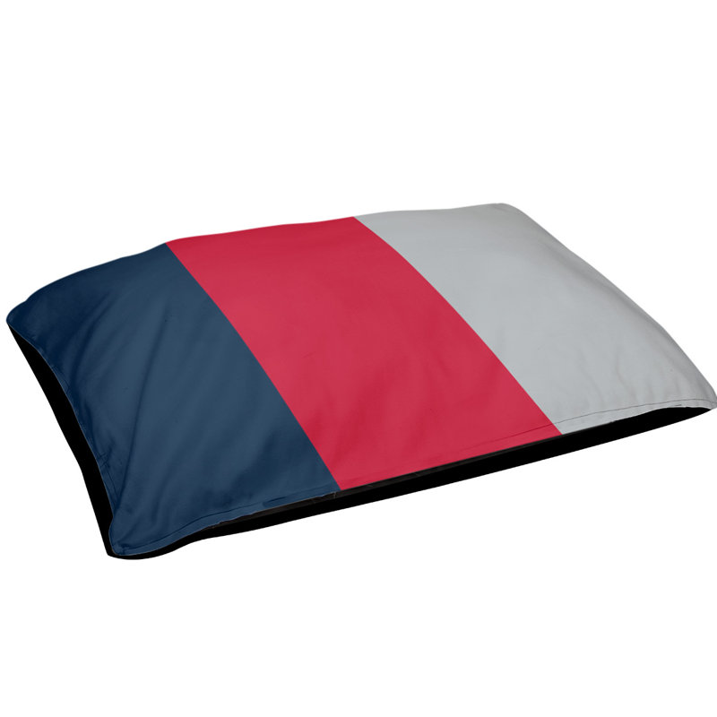 Coussin New York Bronx, Petit (l 28 po x P 18 po x H 6 po), Bleu/rouge/argenté
