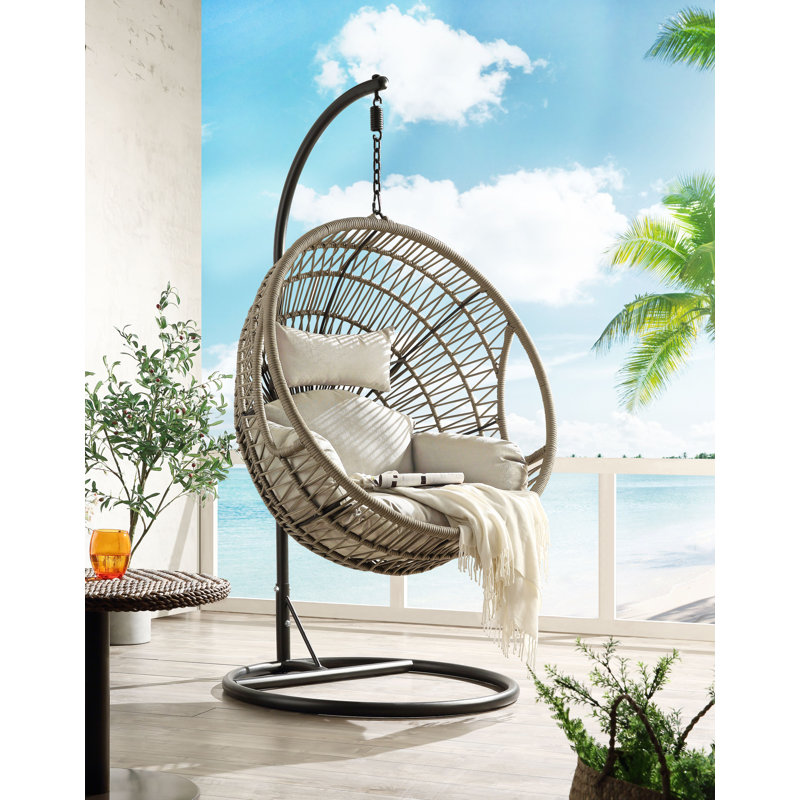 Chaise suspendue d'extérieur avec support en corde de polyester et de polyester Dakarai