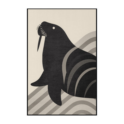 Soft Plush Freshford Walrus Modern Arc Area Rug in Beige – Black Binding