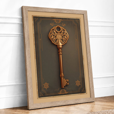 Ornate Bronze Key Vintage - Framed Print