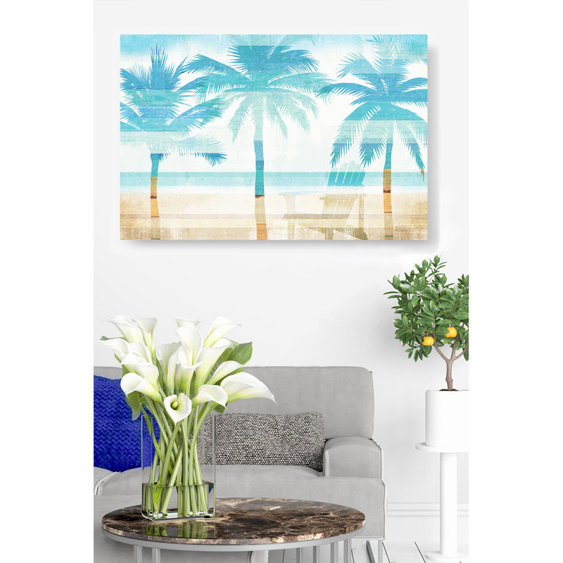 Palmier, paysage de plage, méridienne, méridienne, silhouette, H 16 po x l 24 po x P 1,5 po