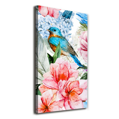 Flowers And Birds - Wrapped Canvas Print