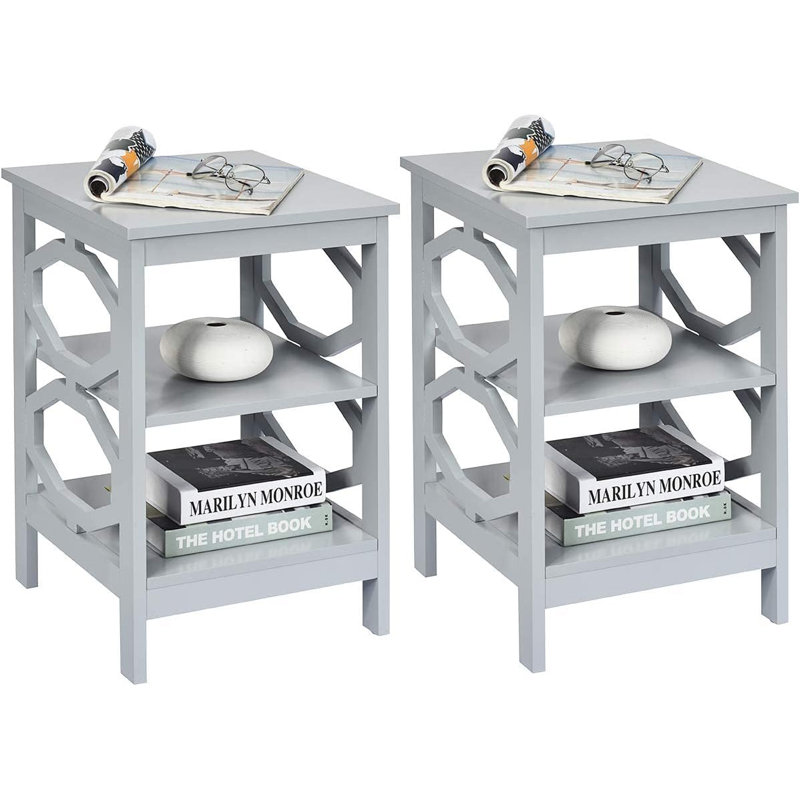 Ameeya Side Table Set, Grey/Brown/Blue