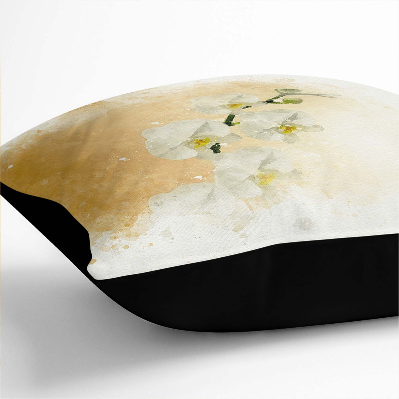 Floral Square Throw Cushion, Black, 40cm H x 40cm W x 15cm D