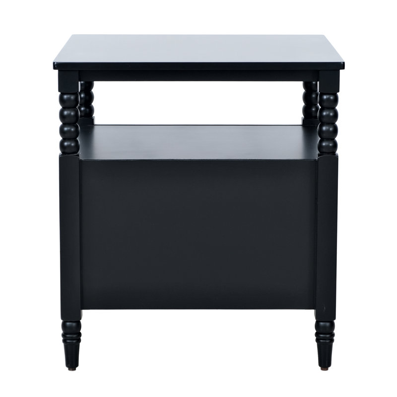 Spindle Two Drawer Nightstand, Black