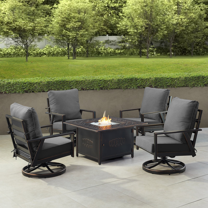 Timothe Outdoor 6 - Piece Conversation Set, Black