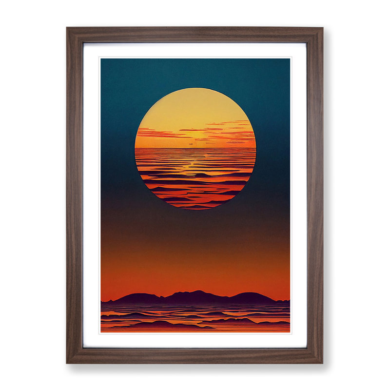 Mountain Sunset Abstract No.2 - Framed Print, 64cm H x 46cm W x 2cm D, Walnut