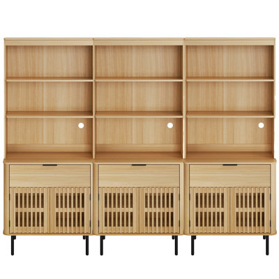 Tall Bookcase with Doors – 72.8" Wooden Bookshelf for Living Room, Office, or Bedroom