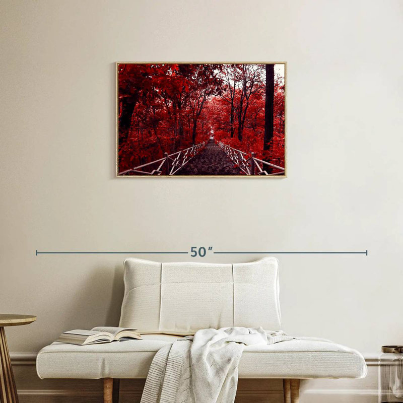 Arbres rouges, Cadre flottant en bois naturel, 31 po x 21 po