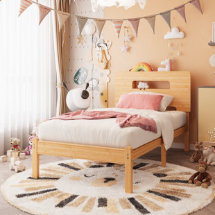 Gerrita Solid Bamboo and Metal Platform Bed with Integrated Headboard