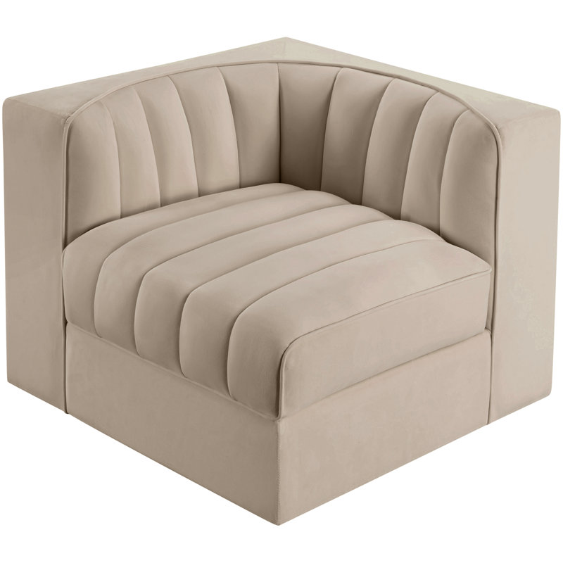 Chaise d'angle rembourrée en tissu Rummi, Beige