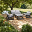 Chaises de patio confortables en bois d'eucalyptus de style moderne, idéales pour les réceptions en plein air