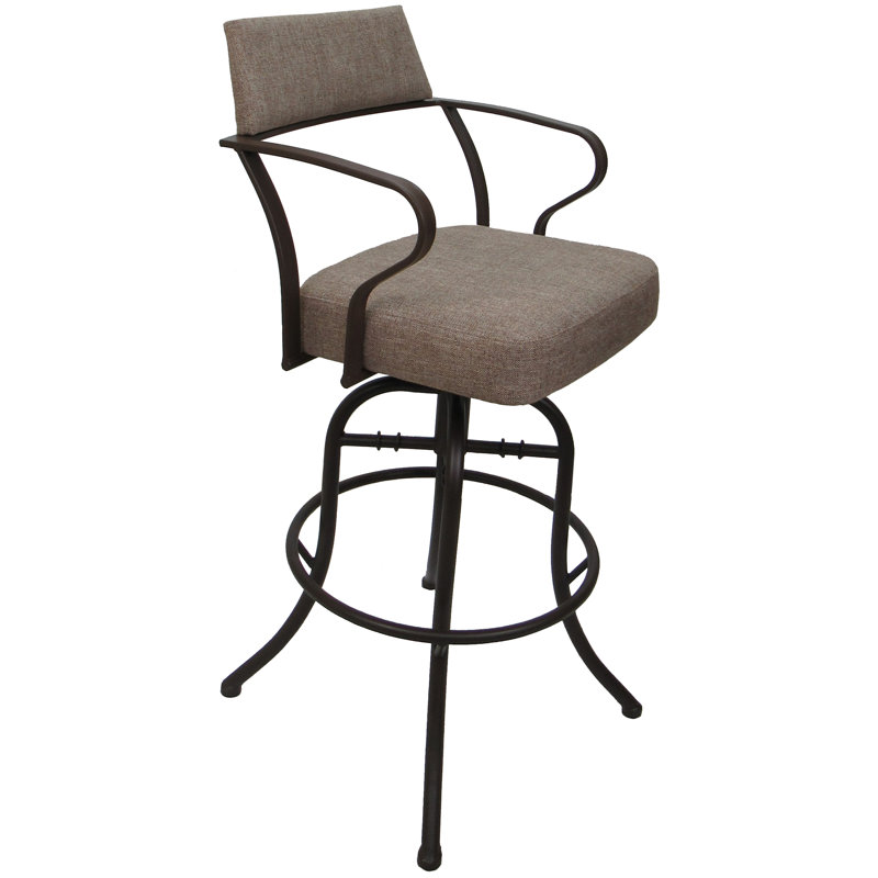 Tabouret de comptoir pivotant 26 po Chiyomi, Mélange de polyester - siège beige / structure b