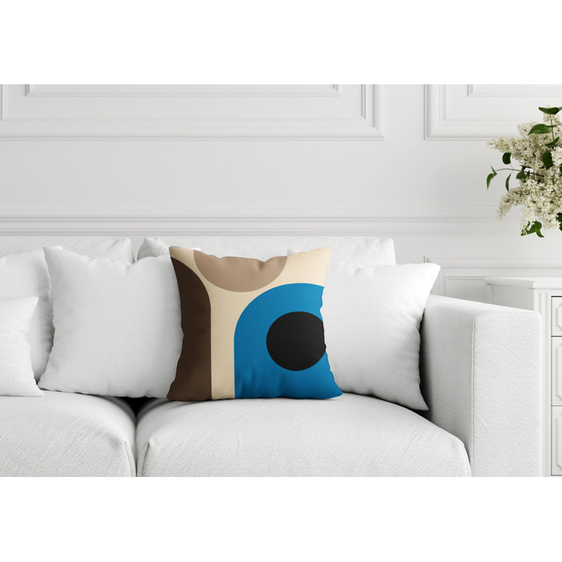 Yenz Outdoor Reversible Throw Pillow, 15" x 15", Turquoise