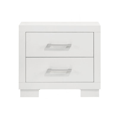 2 Drawers MDF Nightstand In Cream White Finish