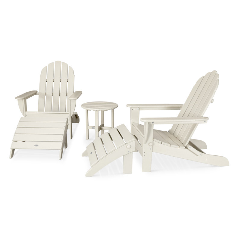 POLYWOOD Classic Oversized Adirondack 5-Piece Casual Set, Sand