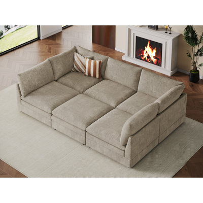 Canapé-lit d'angle modulaire rembourré de 6 pièces