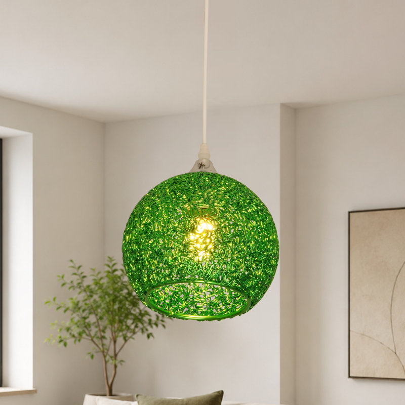 Green Aluminum Wire Sphere Pendant Light Included a E26 bulb