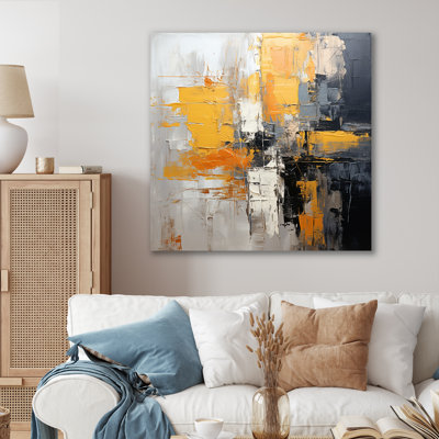 Abstrait, collage jaune et noir I - Art mural abstrait
