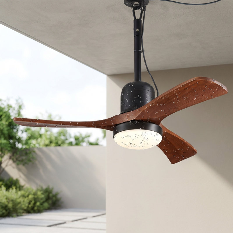 34" Small Farmhouse Ceiling Fan with Light & Remote – Dimmable LED, Plug-in/Hardwire for Covered Patios, Gazebos & Pergolas