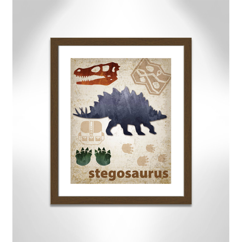 Décalcomanie murale Dinosaures-02 ', H 26,5 po x l 22,5 po x P 0,625 po, Encadré plat noyer