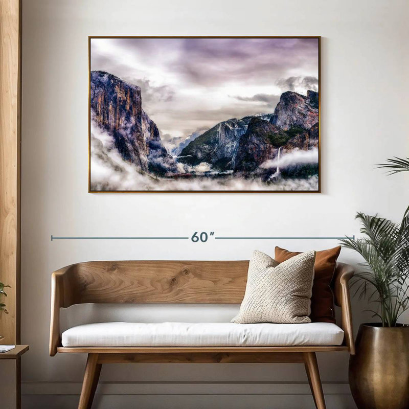 Canyons du parc national Yosemite, 46 po x 31 po, Cadre flottant doré