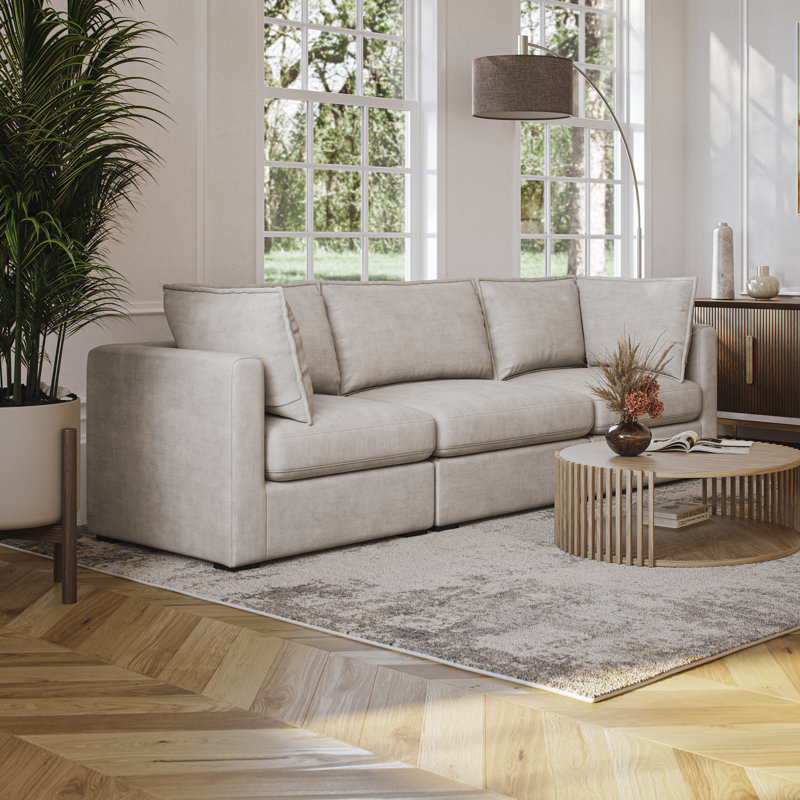 Canapé modulaire 3 pièces Bennett, Polyester brun clair