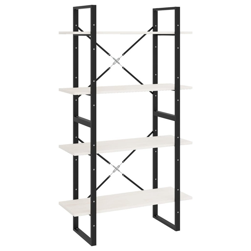 Bibliothèque standard en bois massif Jimie, Blanc