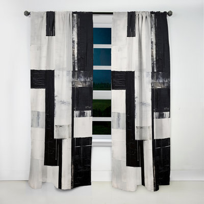 Abstract Ebony Echoes - Abstract Shapes Curtain - Blackout Abstract Curtain - 1 Panels