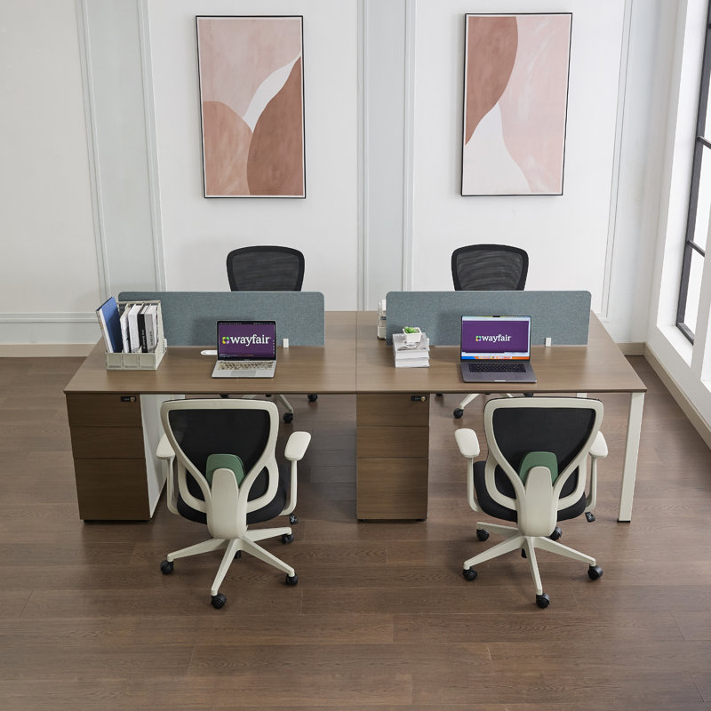 Poste de travail Okeysen pour 4 personnes, bureaux modulaires amovibles avec gestion des câbles
