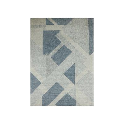 Tapis oriental rectangulaire en laine noué à la main bleu 10 pi 2 po x 14 pi 2 po - MOA10279422