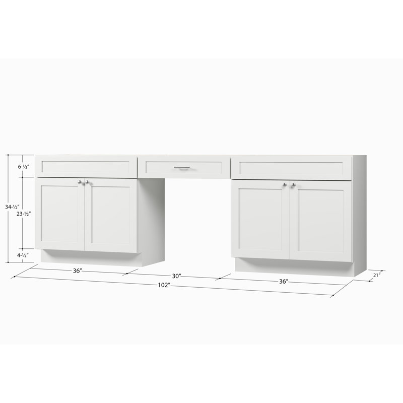 Base de meuble-lavabo double 102 po seulement, Blanc