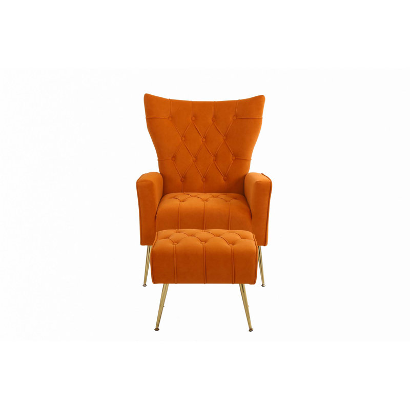 Chaise d'appoint avec repose-pieds, Orange